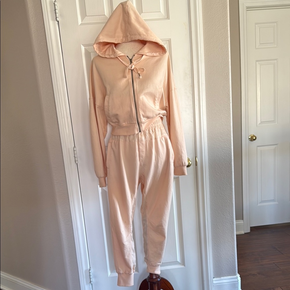 Young Fabulous & Broke Peach Track Pants with Hoodie Relaxed Fit 2PCS
